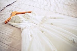 Wedding Dress on Bed